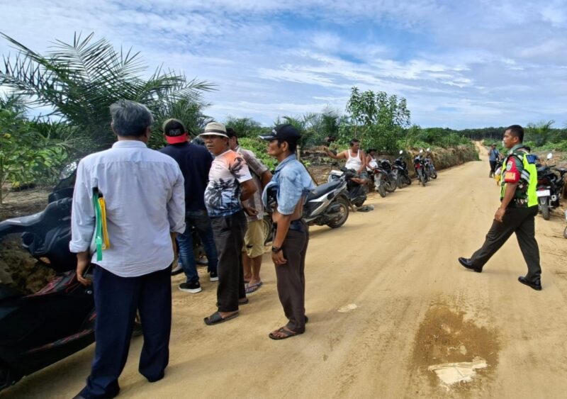 Pematokan Lahan PT Socfindo oleh warga  Danguran dusun III Desa Kuta Karangan di blok 7